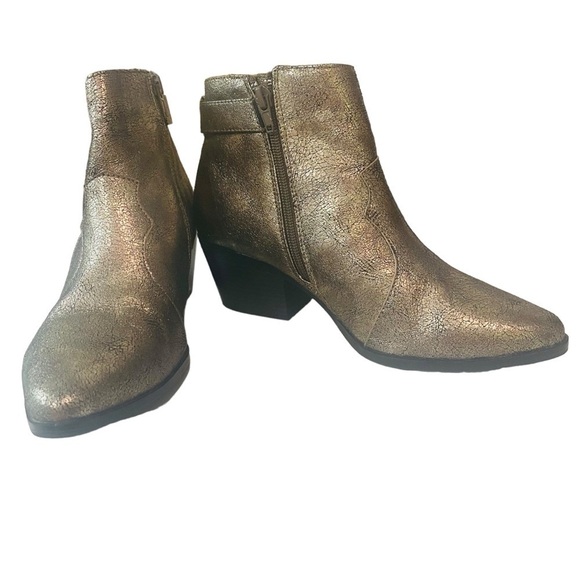 QUPID - SIZE 7 - BRONZE ANKLE BOOTIES - I SIDE ZIP - WESTERN FLARE BUCKLE - S3 - Picture 4 of 15